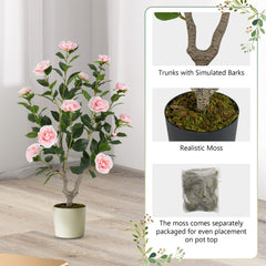 36 Inch Artificial Camellia Tree with Blooming Flower 2 Pack-Pink