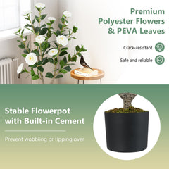 36 Inch Artificial Camellia Tree with Blooming Flower 2 Pack-White