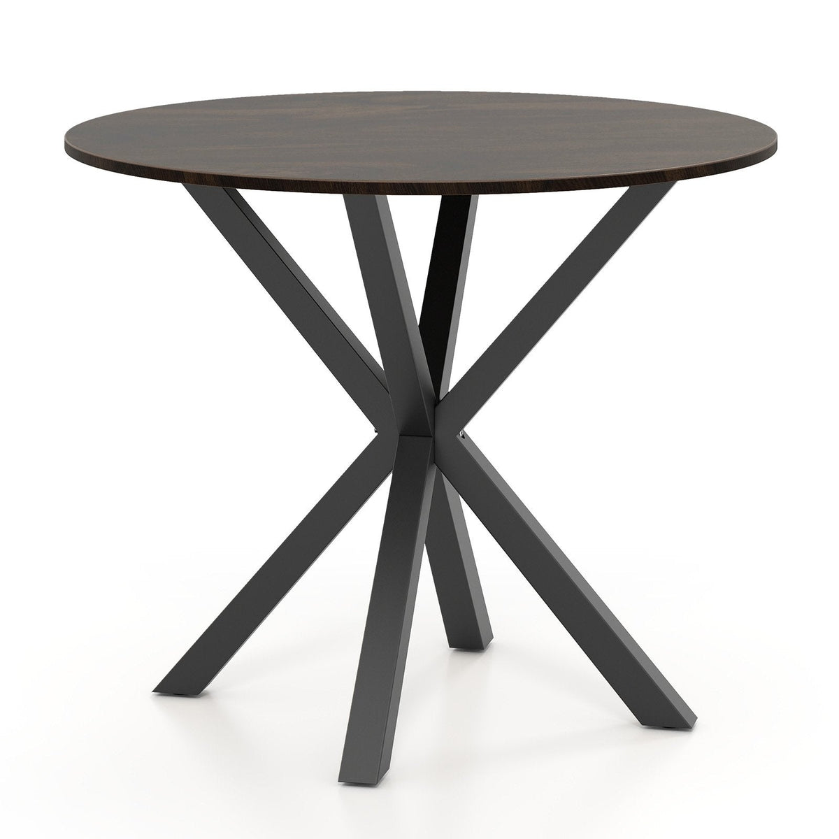 36 Inch Wood Dining Table with Intersecting Pedestal Base for 2-4 People-Brown