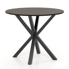 36 Inch Wood Dining Table with Intersecting Pedestal Base for 2-4 People-Brown