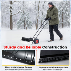 36 Inches Snow Shovel with Wheels and Adjustable Angle-Black