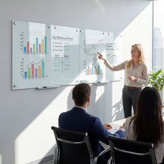 36 x 24 Inches Glass Whiteboard with Eraser and Removable Tray