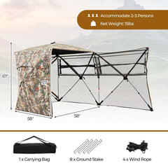 360° One Way See Through Hunting Blind Ground Blind with Portable Carrying Bag