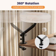 360° Rotating Cat Desk Bed for Indoor Cats with Removable Perch-White