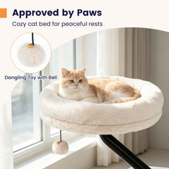 360° Rotating Cat Desk Bed for Indoor Cats with Removable Perch-White