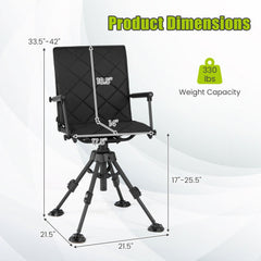 360° Silent Swivel Hunting Seat with 5-Level Adjustable-Black