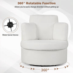 360° Swivel Accent Chair with Half Moon Storage Ottoman-White