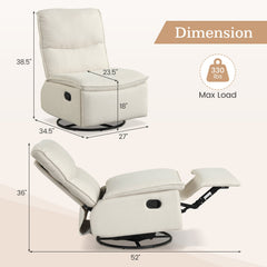 360° Swivel Rocking Chair with Cushioned Back for Living Room-Beige