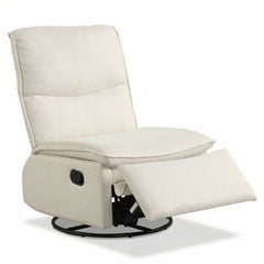 360° Swivel Rocking Chair with Cushioned Back for Living Room-Beige