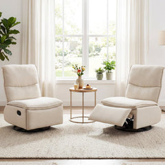 360° Swivel Rocking Chair with Cushioned Back for Living Room-Beige