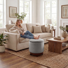 360° Swivel Velvet Foot Rest with Hidden Storage for Living Room-Gray