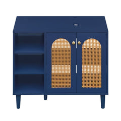 36 Inch Under Sink Cabinet Boho Sink Base Cabinet for Vessel Sinks and Single-Handle Faucets-Navy