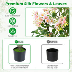 36 inches Set of 2 Artificial Impatiens Tree with Mini Fruits and Silk Flowers-Pink