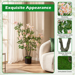 36 inches Set of 2 Artificial Impatiens Tree with Mini Fruits and Silk Flowers-Pink