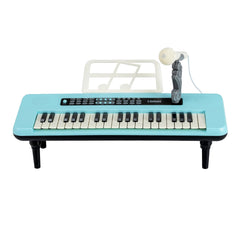 37 Keys Kids Piano Keyboard Portable Musical Toy with Microphone and Music Stand-Blue