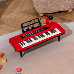 37 Keys Kids Piano Keyboard Portable Musical Toy with Microphone and Music Stand-Red