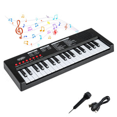 37 Keys Kids Piano Keyboard with 8 Rhythms and Microphone-Black
