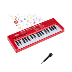 37 Keys Kids Piano Keyboard with 8 Rhythms and Microphone-Red