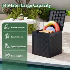 39 Gallon Deck Box with Lockable Lid Package Delivery Box for Patio Furniture Cushions-Brown
