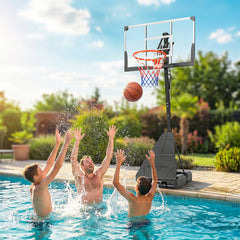 Portable Basketball Hoop Height Adjustable 8-10 Ft with 47" Shatterproof Backboard, Shock Absorbent Rim, Fillable Base
