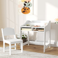 Kids Desk and Chair Set with Storage, Shelves for Bedroom, 3-8 Years Old, White