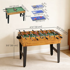 48 in 13-in-1 Combo Multi Game Table with Foosball, Pool, Hockey and More for Adults, Light Walnut