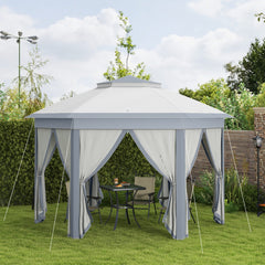 13' x 13' Pop Up Canopy Tent with Netting and Carry Bag, Instant Sun Shelter, Coffee and Beige