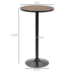 Round Bar Table 41 Inch Height, Industrial High Bistro Table with Metal Base and Elm Wood Top, Bar Height Table for Kitchen, Pub, Breakfast Area