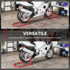 Motorcycle Stand Lift, 850 lbs Capacity Front & Rear Combo Wheel Paddock Stand Lift for Dirt Bikes, Red