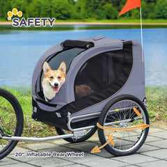 Dog Bike Trailer, Pet Cart, Bicycle Wagon, Travel Cargo, Carrier Attachment with Hitch, Foldable for Travelling, for Small Medium Dogs, Grey