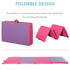 4'x10'x2" Folding Gymnastics Tumbling Mat, Exercise Mat with Carrying Handles for Yoga, MMA, Martial Arts, Dark Blue