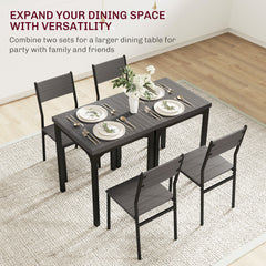 Dining Table Set for 2, 3 Piece Kitchen Table and Chairs with Metal Legs for Small Spaces, Natural Wood