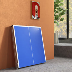 Portable Ping Pong Table Set, Table Tennis Table w/ Net, 2 Paddles, 3 Balls for Outdoor and Indoor, Easy Assembly, Blue