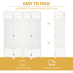 4 Panel Folding Room Divider, Portable Privacy Screen, Wave Fiber Room Partition for Home Office, Black