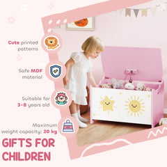 Toy Chest, Kids Storage Chest with Lid, Safety Hinges and Groove Handles for Boys, Girls, Green