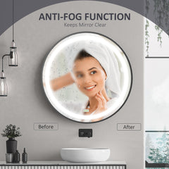 LED Bathroom Mirror for Vanity, Dimmable Lighted Anti Fog Wall Mirror with 3 Temperature Colors, Plug-in, 24 Inch