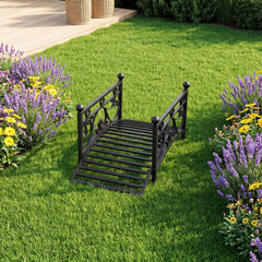 3.3 ft Garden Metal Bridge with Dual Patterned Side Rails