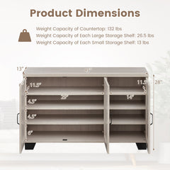 3-Door Buffet Sideboard with Adjustable Shelves and Anti-Tipping Kits-White Wash