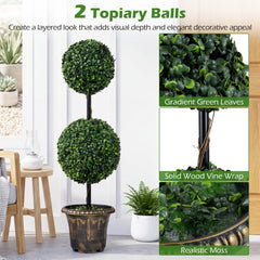 3 FT Artificial Boxwood Topiary Tree Double Ball Shrubs