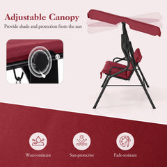 3 Seat Outdoor Patio Canopy Swing with Cushioned Steel Frame