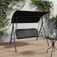 3-Seat Outdoor Patio Swing Chair with Breathable Mesh Fabrics-Beige
