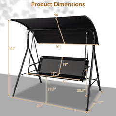 3-Seat Outdoor Patio Swing Chair with Breathable Mesh Fabrics-Beige