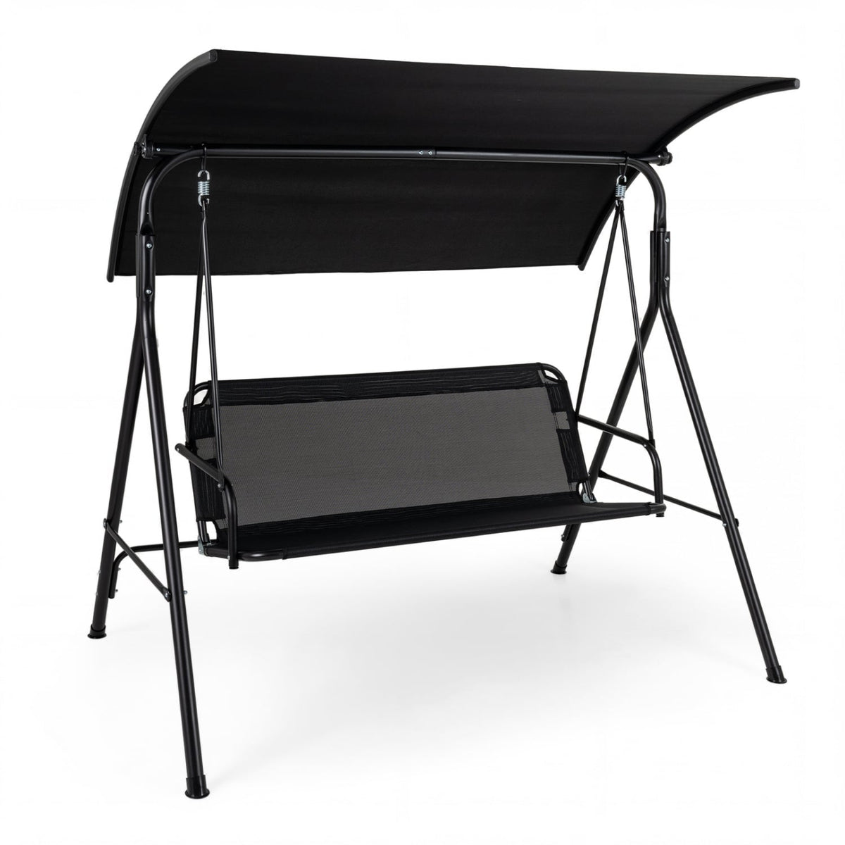3-Seat Outdoor Patio Swing Chair with Breathable Mesh Fabrics-Black