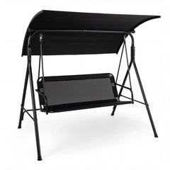 3-Seat Outdoor Patio Swing Chair with Breathable Mesh Fabrics-Black