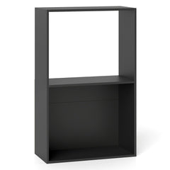 3-Tier Bookshelf with Open Storage Compartment and Freestanding Display Shelf-Black