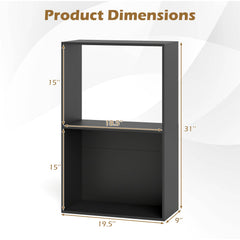 3-Tier Bookshelf with Open Storage Compartment and Freestanding Display Shelf-Black