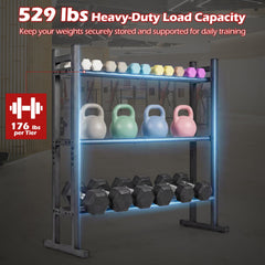 3-Tier Dumbbell Rack 529LB Capacity Heavy-Duty Adjustable Weight Rack Stand-Black