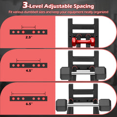 3-Tier Dumbbell Rack 529LB Capacity Heavy-Duty Adjustable Weight Rack Stand-Black