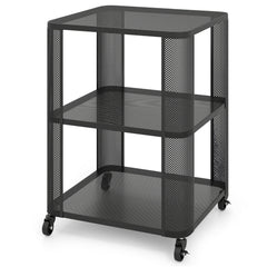 3-Tier End Table with Wheels Rolling Side Table with Open Storage Shelves-1 Piece
