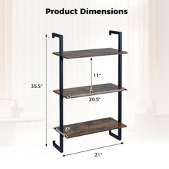 3-Tier Floating Modern Kitchen Shelf for Living Room Home Office and Bathroom-Rustic Brown